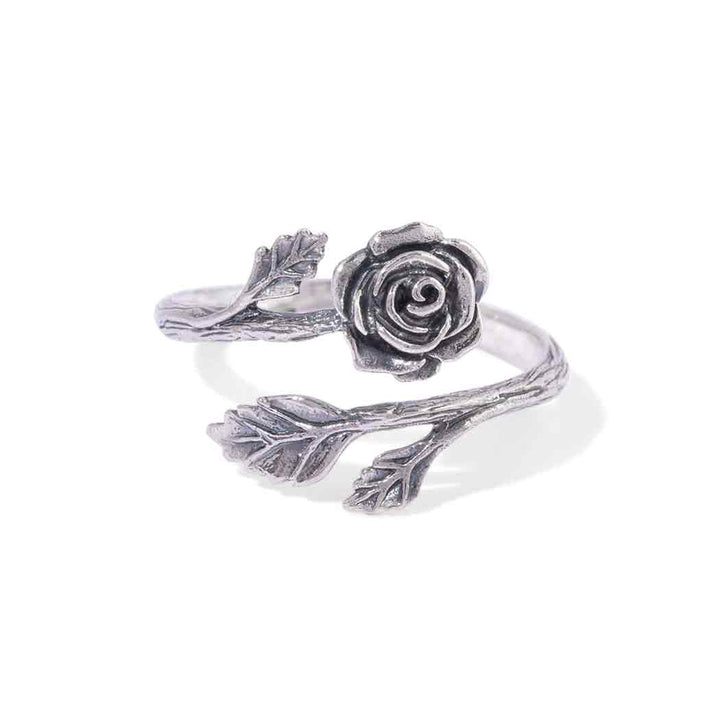Sterling Silver or Bronze Rose Adjustable Ring