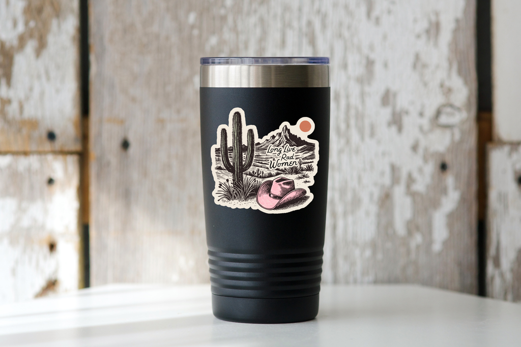Long Live Rad Women Sticker - cowgirl, west, pink, cactus