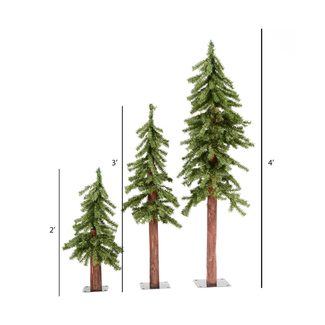 Vickerman 2' 3' 4' Natural Alpine Tree Set, Unlit.