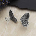 Silver or Bronze Dimensional Butterfly Post Earring 19x12mm