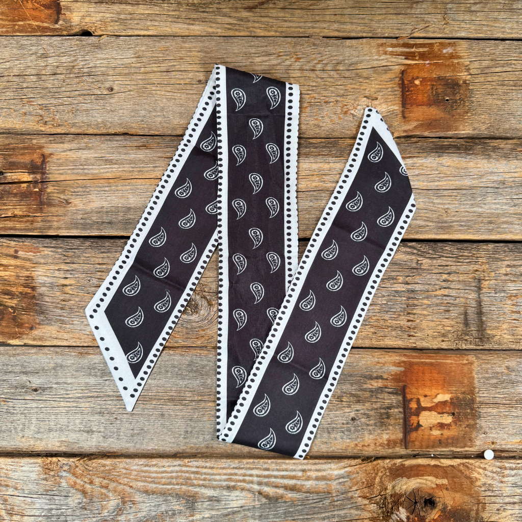 Black and White Western Skinny Mini Wild Rag Scarf / Cowgirl Necktie #TW108