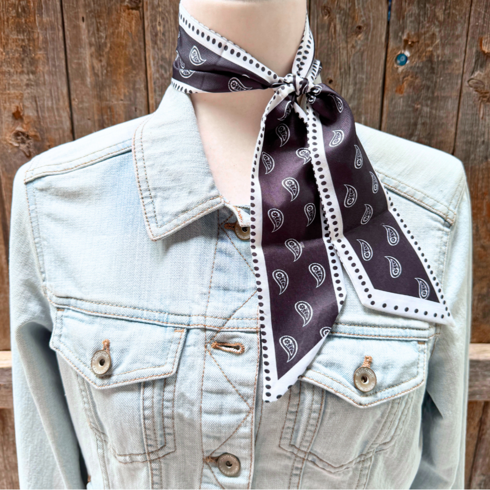 Black and White Western Skinny Mini Wild Rag Scarf / Cowgirl Necktie #TW108