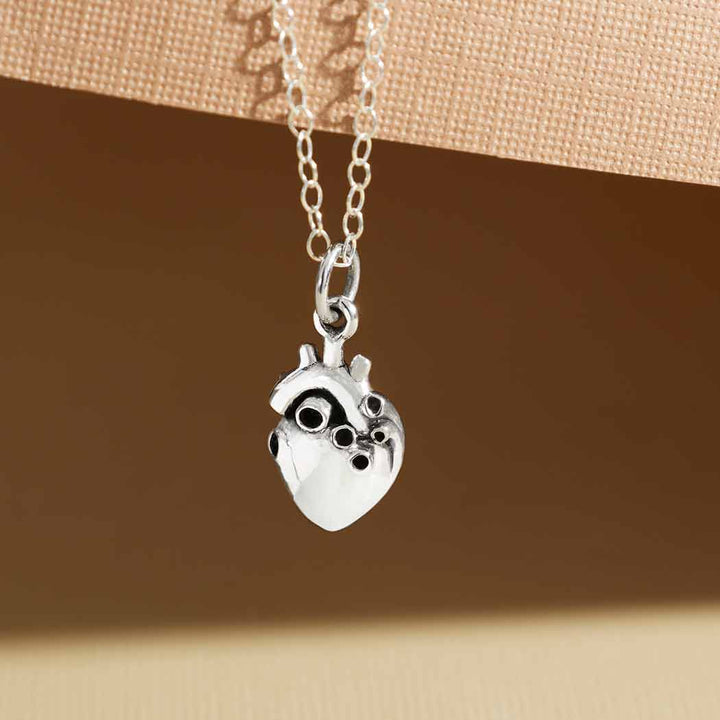 Sterling Silver 3D Anatomical Heart Necklace