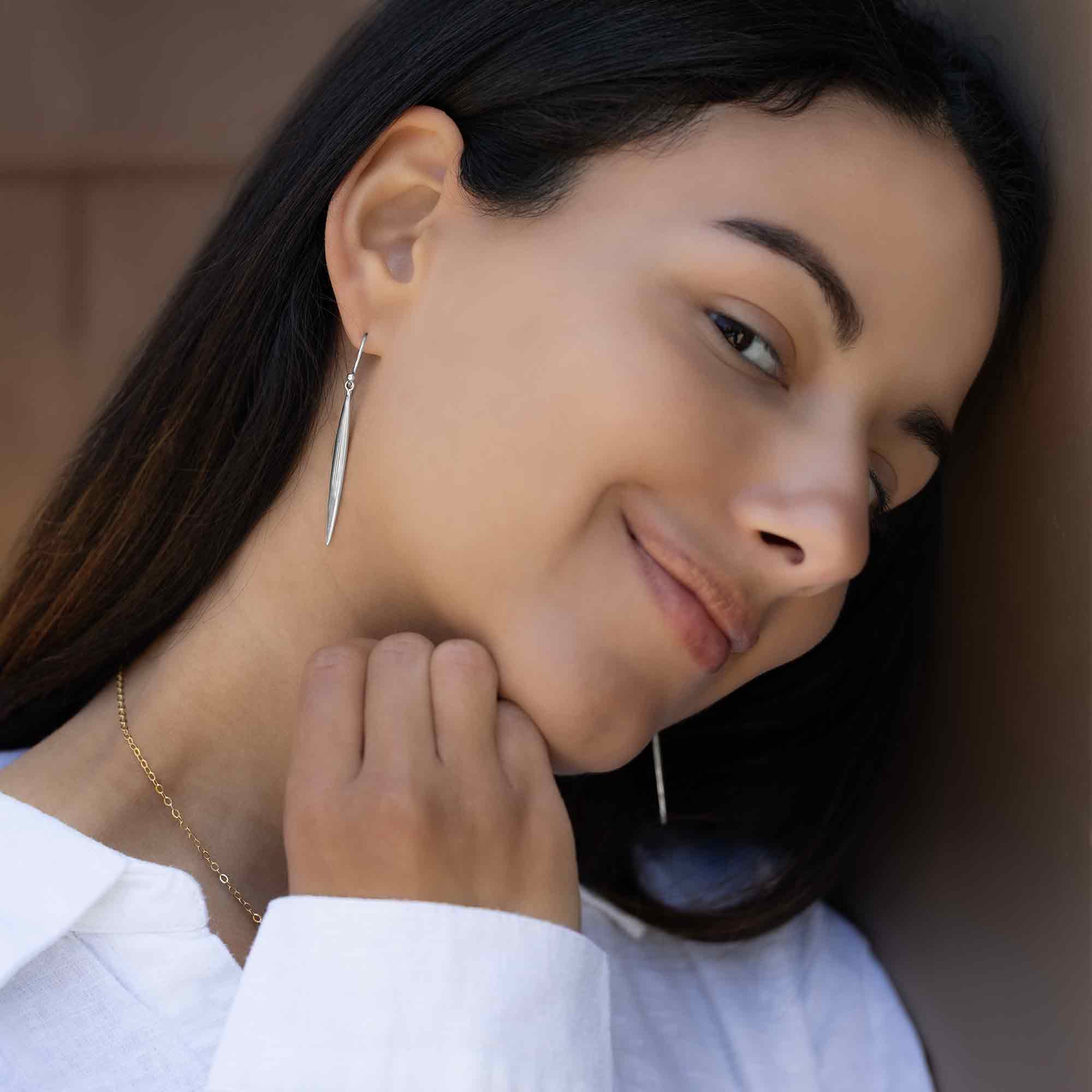 Long Pod Dangle Earrings 54x4mm