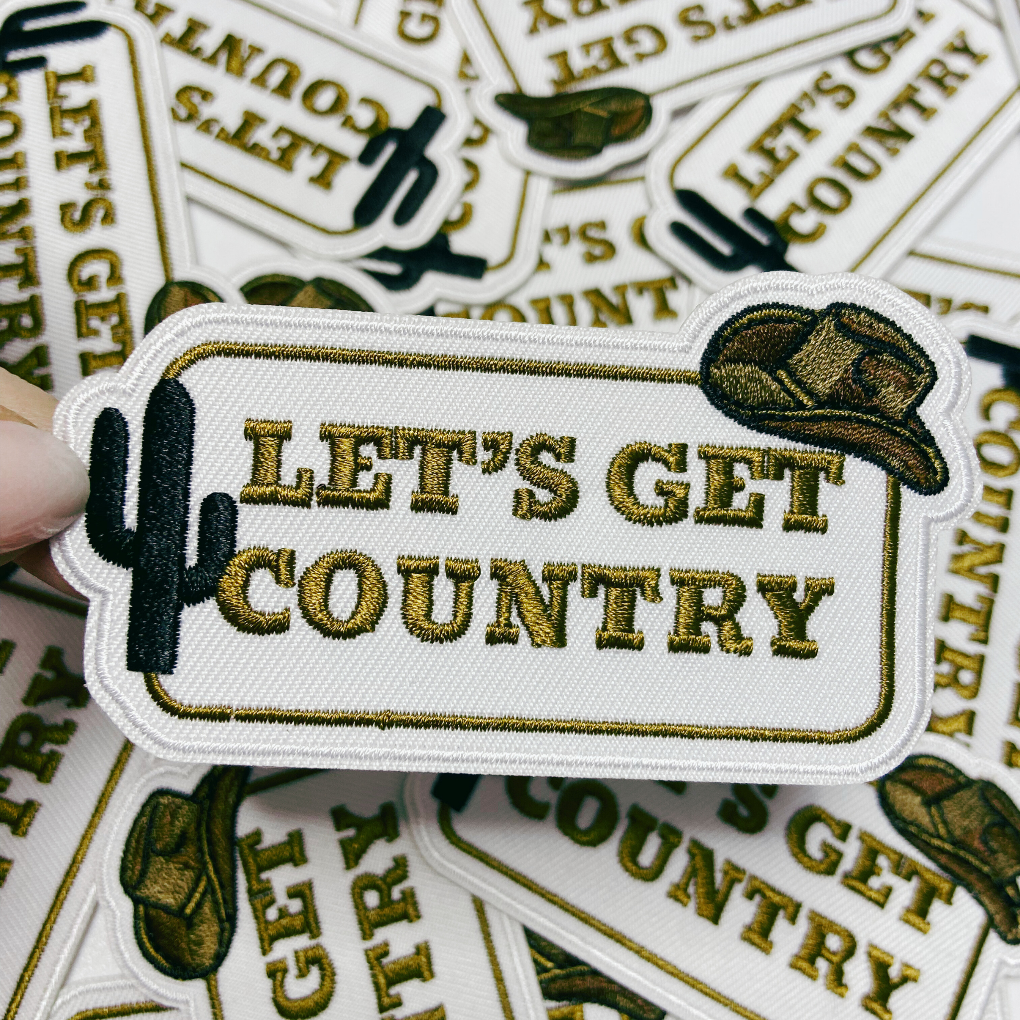 3.5" Let's Get COUNTRY -  Embroidered Hat Patch