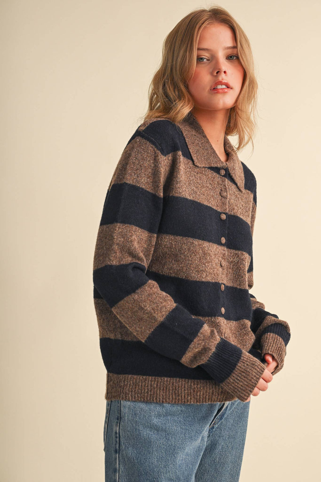 STRIPED SWEATER CARDIGAN MSW11385