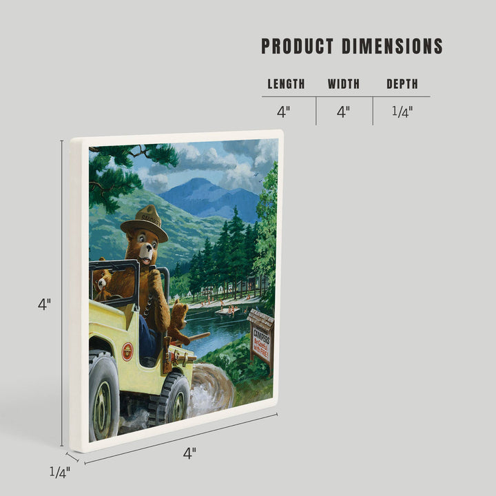 CERAMIC COASTER Smokey Bear Leaving in SUV
