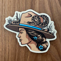 Forget Me Not Cowgirl - 4 Inch Matte Vinyl Western Nature Sticker