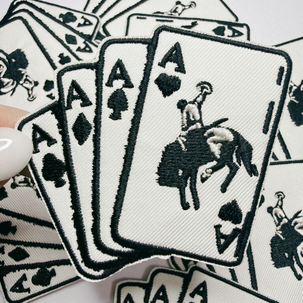 3" Bucking Aces   -  Embroidered Hat Patch