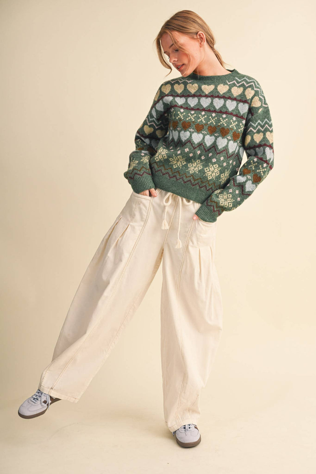 GEOMETRIC HEART DESIGN SWEATER PULLOVER MSW11478