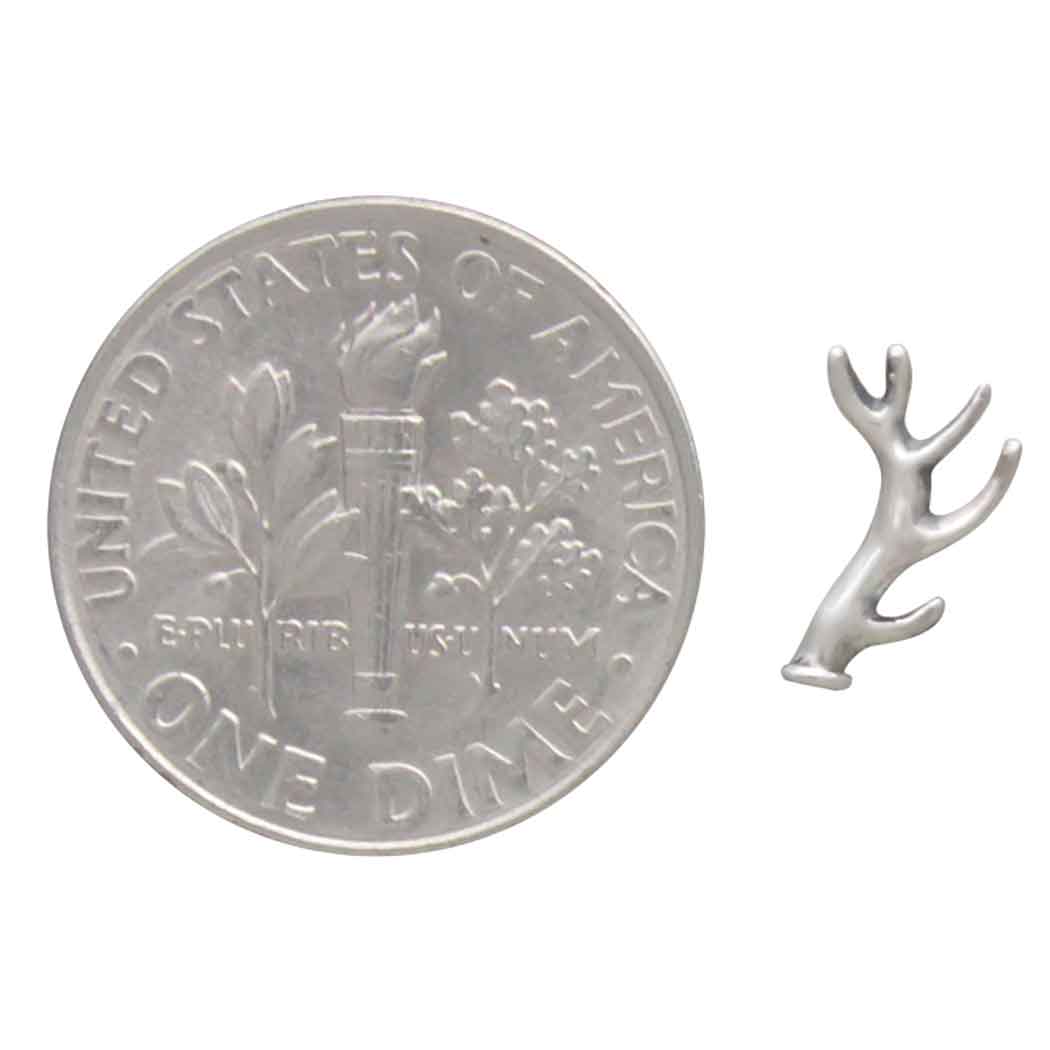 Sterling Silver Tiny Antler Post Earrings 5x9mm