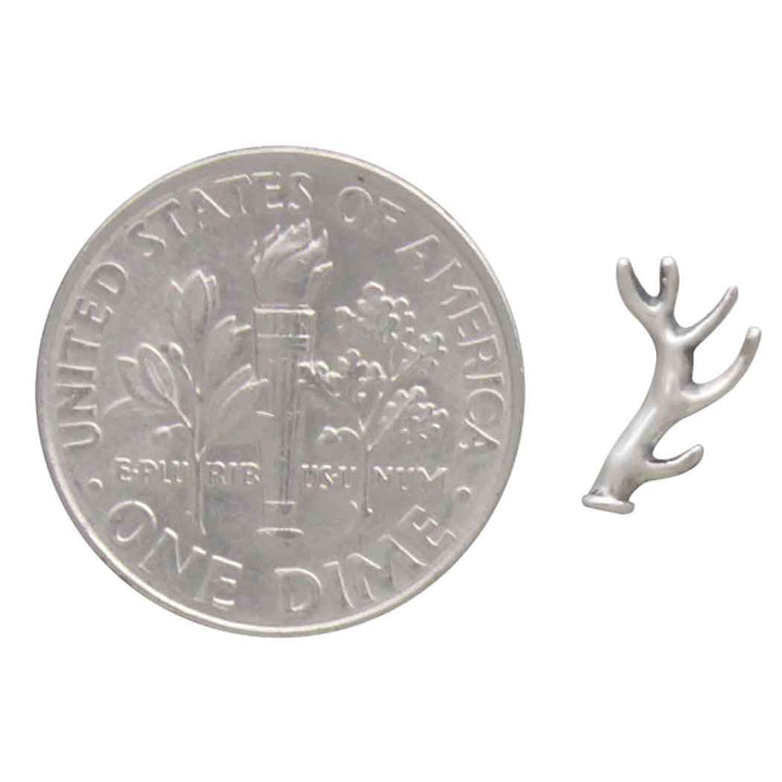 Sterling Silver Tiny Antler Post Earrings 5x9mm