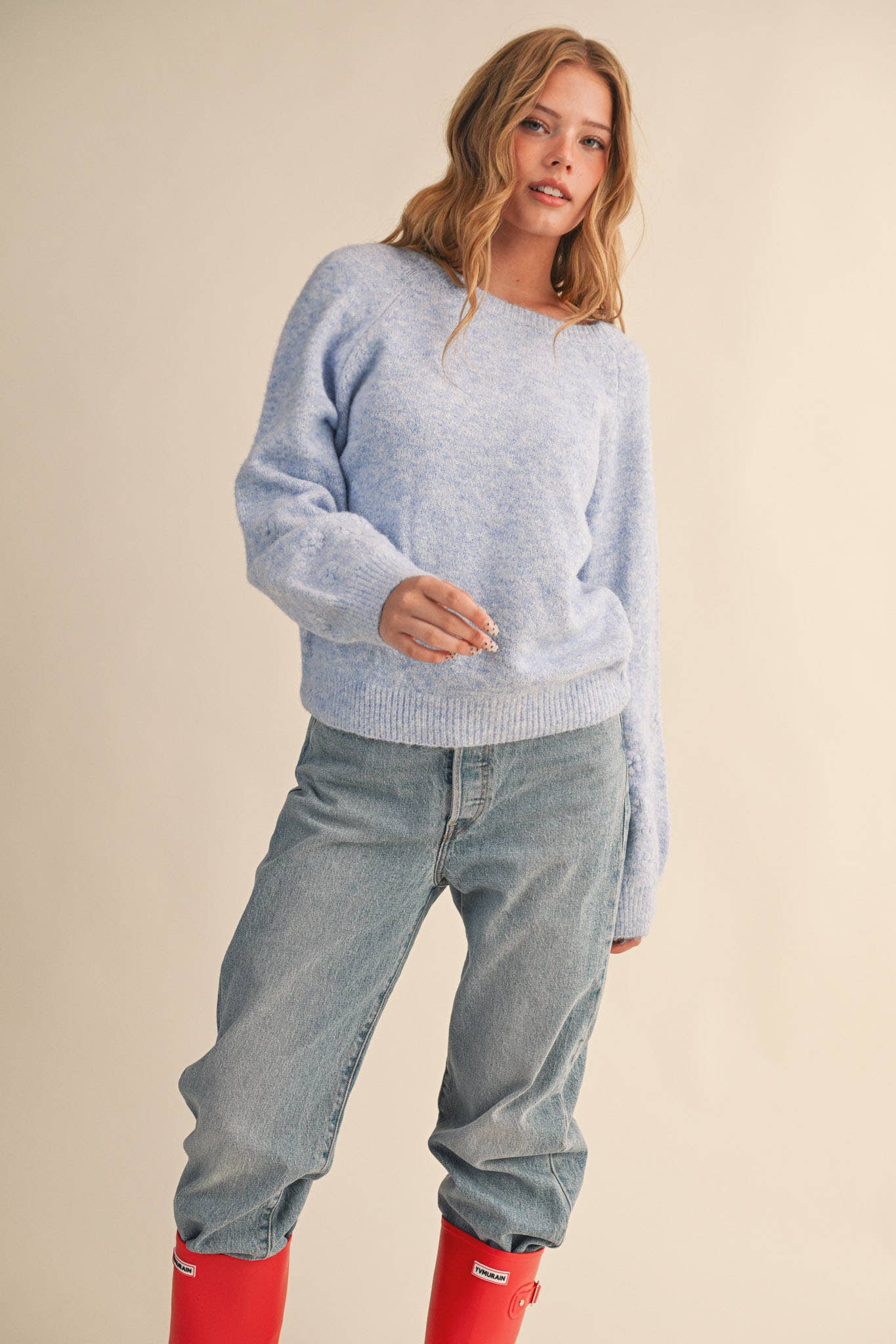 FLORAL KNIT PUFF SLEEVE SWEATER
