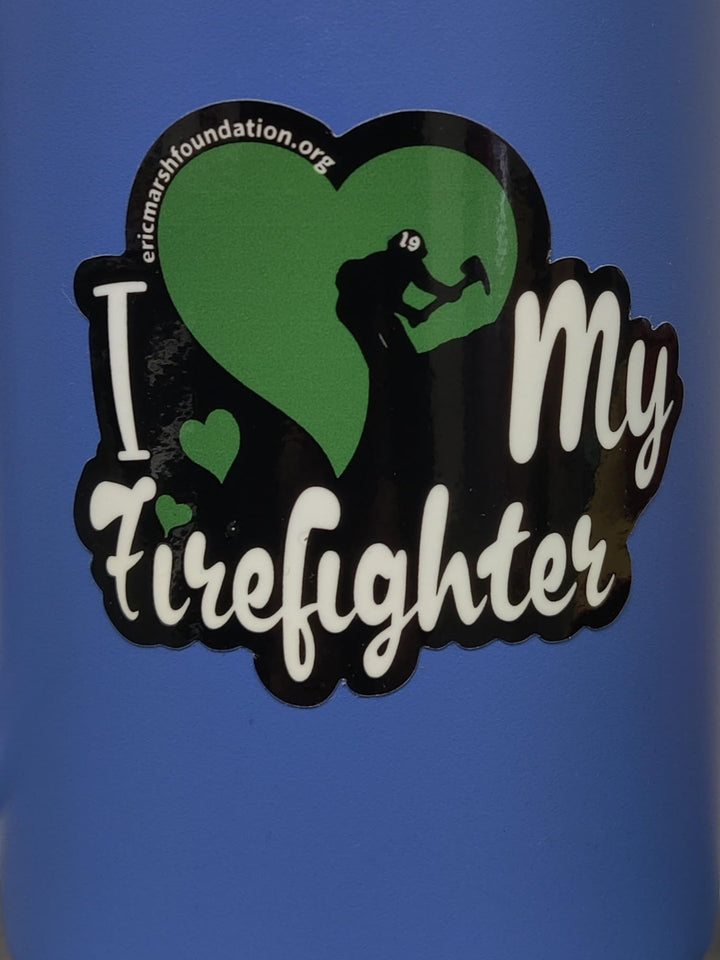 I Love My Firefighter Green Heart - Sticker