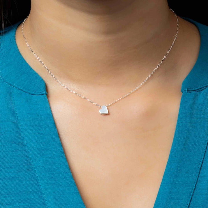 Sterling Silver Small Heart Slider Necklace