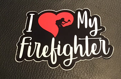 I Love my Firefighter Sticker in Pink/Red