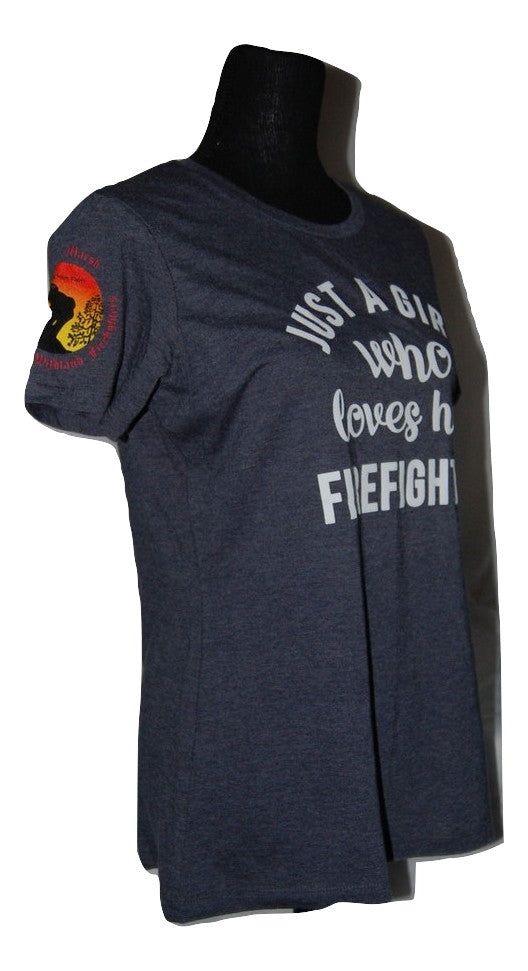 Woman Just A Girl Who Loves Her Firefighter - T-Shirt